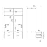 Line Wardrobe with 2 Sliding Doors and 4 Drawers in White