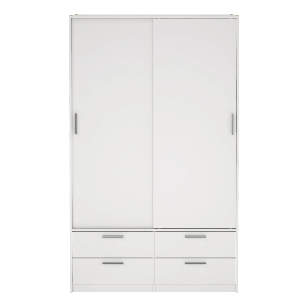 Line Wardrobe with 2 Sliding Doors and 4 Drawers in White