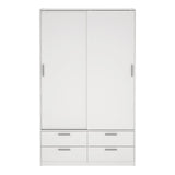 Line Wardrobe with 2 Sliding Doors and 4 Drawers in White