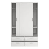 Line Wardrobe with 2 Sliding Doors and 4 Drawers in White