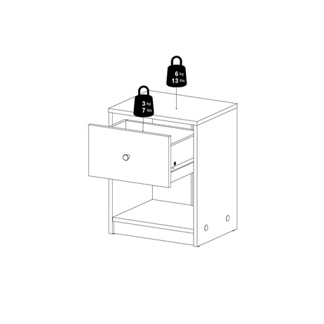 May Bedside 1 Drawer in Grey