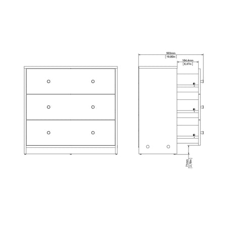 May Chest of 3 Drawers in White