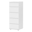 Nova Narrow 5 Drawer Chest in White