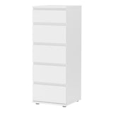 Nova Narrow 5 Drawer Chest in White