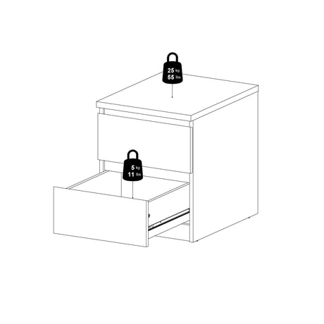 Naia Bedside 2 Drawers in Concrete/White High Gloss