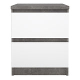 Naia Bedside 2 Drawers in Concrete/White High Gloss