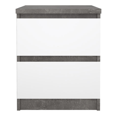 Naia Bedside 2 Drawers in Concrete/White High Gloss