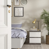 Naia Bedside 2 Drawers in Concrete/White High Gloss