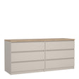 Naia Wide Chest of 6 Drawers (3+3) in Cashmere Jackson Hickory
