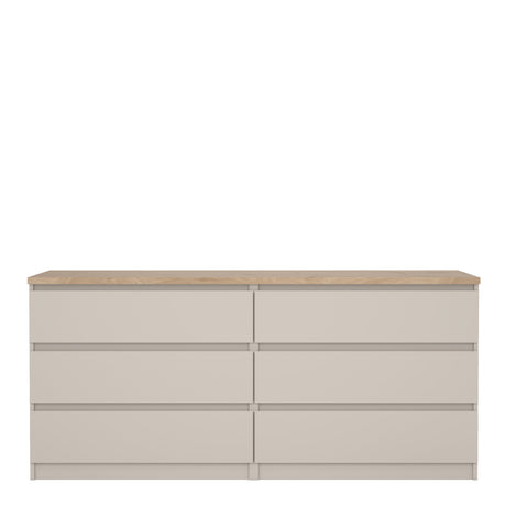 Naia Wide Chest of 6 Drawers (3+3) in Cashmere Jackson Hickory