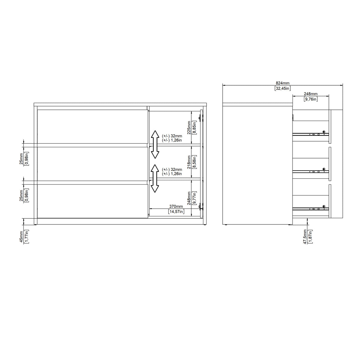 Next Sideboard with 1 Door and 3 Drawers White