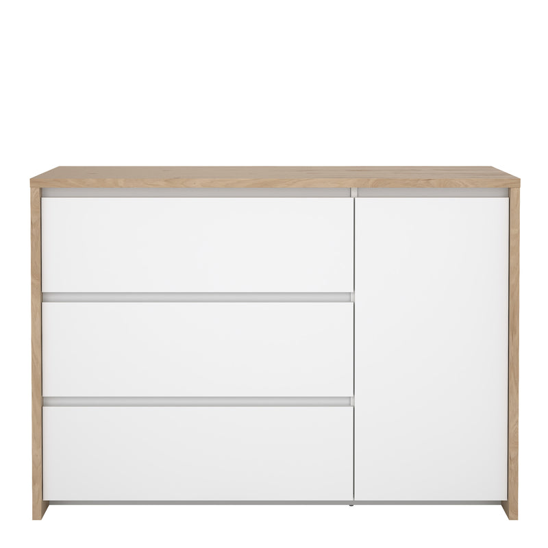 Next Sideboard with 1 Door and 3 Drawers Jackson Hickory White High Gloss