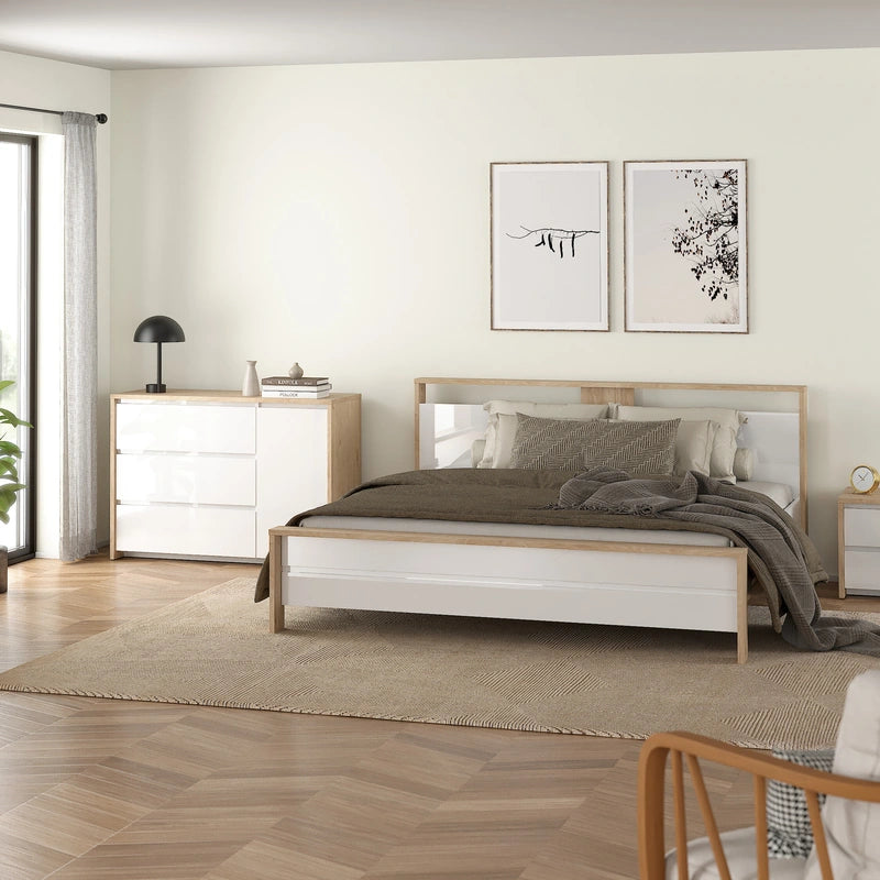 Next Sideboard with 1 Door and 3 Drawers Jackson Hickory White High Gloss