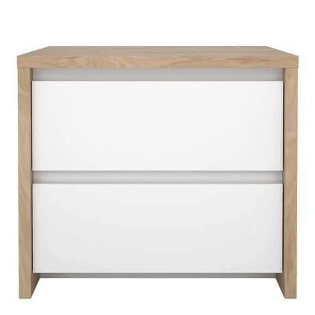 Next Nightstand 2 Drawers Jackson Hickory White High Gloss