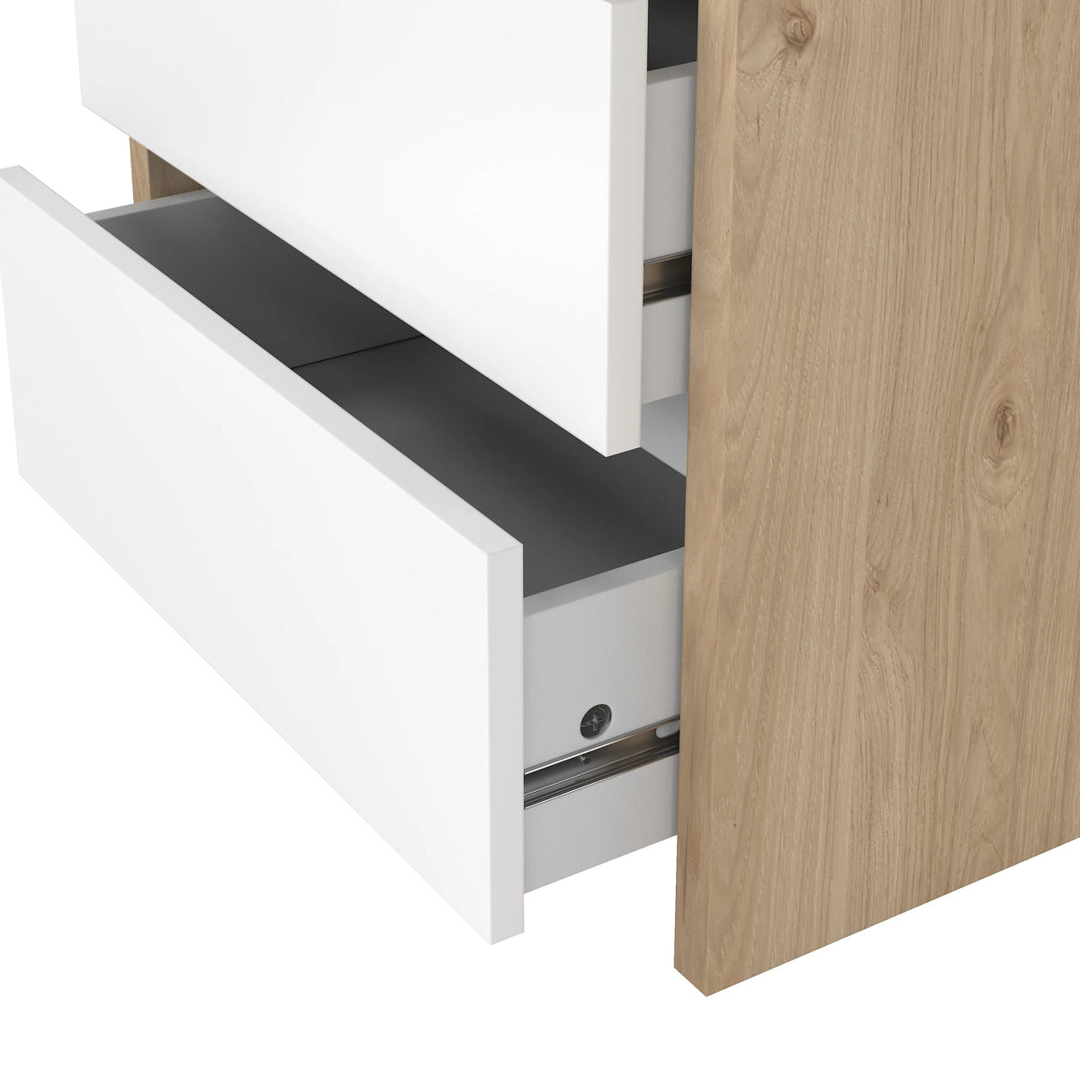 Next Nightstand 2 Drawers Jackson Hickory White High Gloss