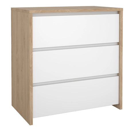 Next Chest 3 Drawers Jackson Hickory White High Gloss