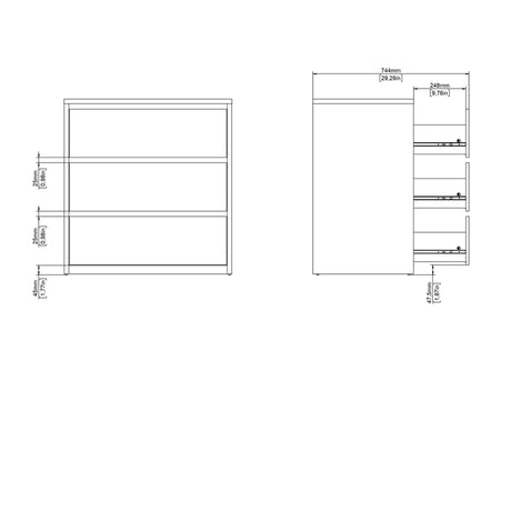Next Chest 3 Drawers Jackson Hickory White High Gloss