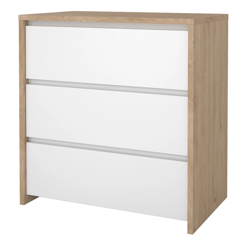 Next Chest 3 Drawers Jackson Hickory White High Gloss
