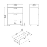 Sofia Chest 3 Drawers White