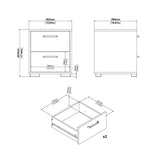 Sofia Nightstand 2 Drawers White