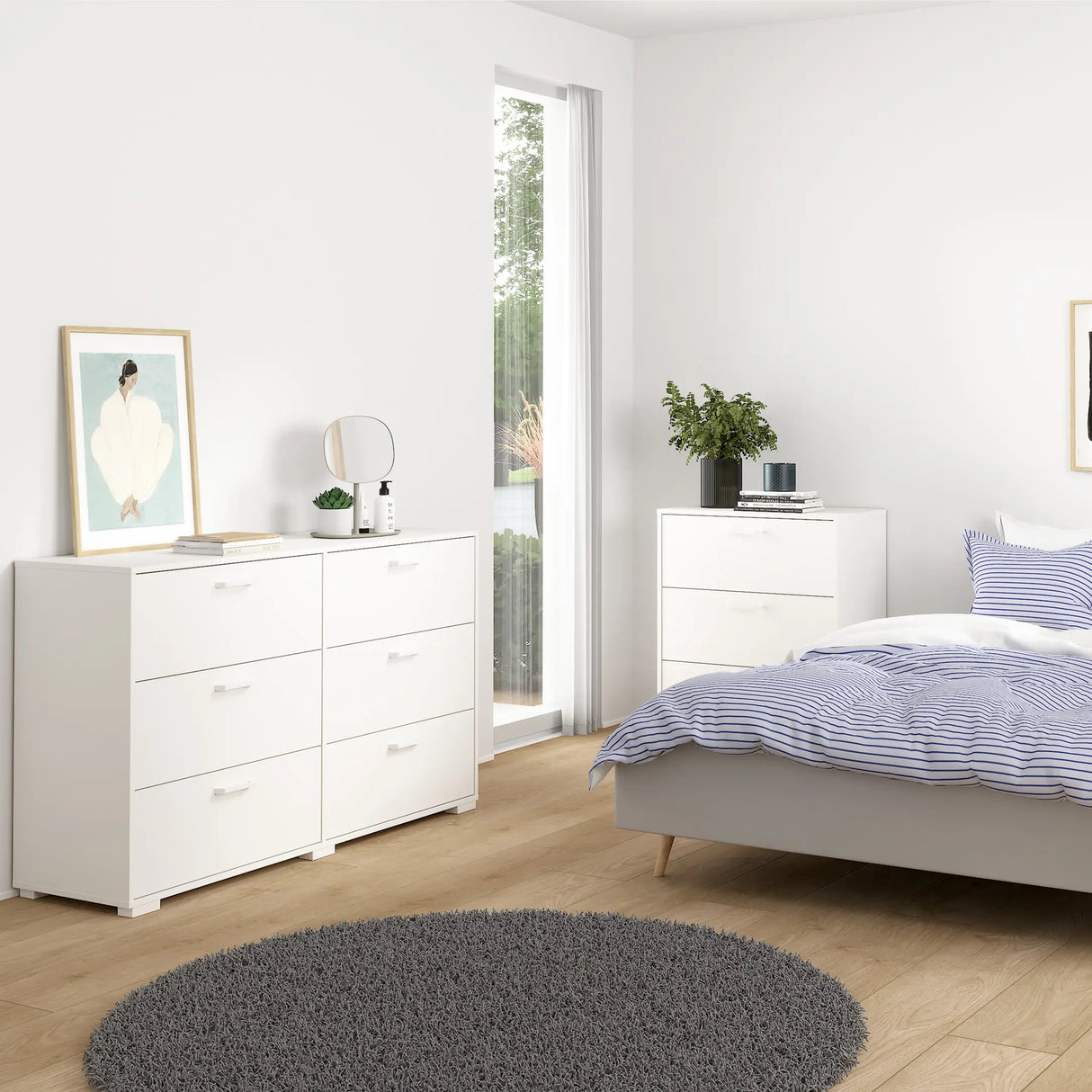 Sofia Double Dresser 6 Drawers White