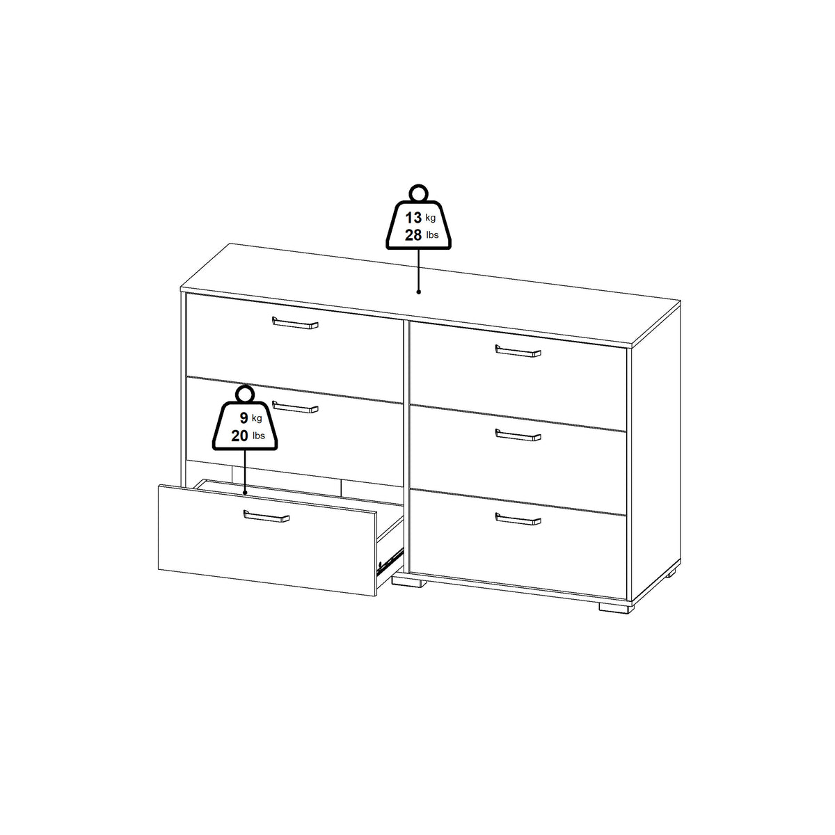 Sofia Double Dresser 6 Drawers Jackson Hickory