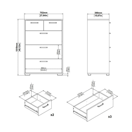 Sofia Chest 3 + 2 Drawers White