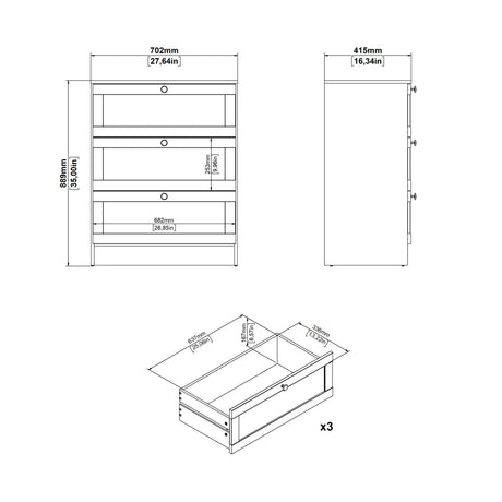 Brande Chest with 3 Frame Drawers in Jackson Hickory