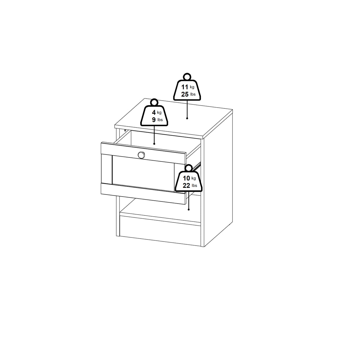 Brande Nightstand with1 Frame Drawer in Jackson Hickory