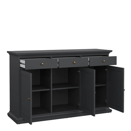 Paris Sideboard with 3 Doors and 3 Drawers in Matt Grey