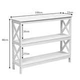Industrial 3-Tier Console Table with Storage Shelf-White