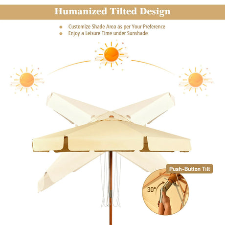 3m Garden Parasol Umbrella Garden Outdoor Sun Shade-Beige