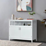 2-Door Sideboard with Open Shelf &amp; 5-Position Shelf for Kitchen &amp; Dining Room-White
