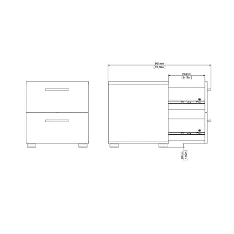 Pepe Bedside 2 Drawers in White