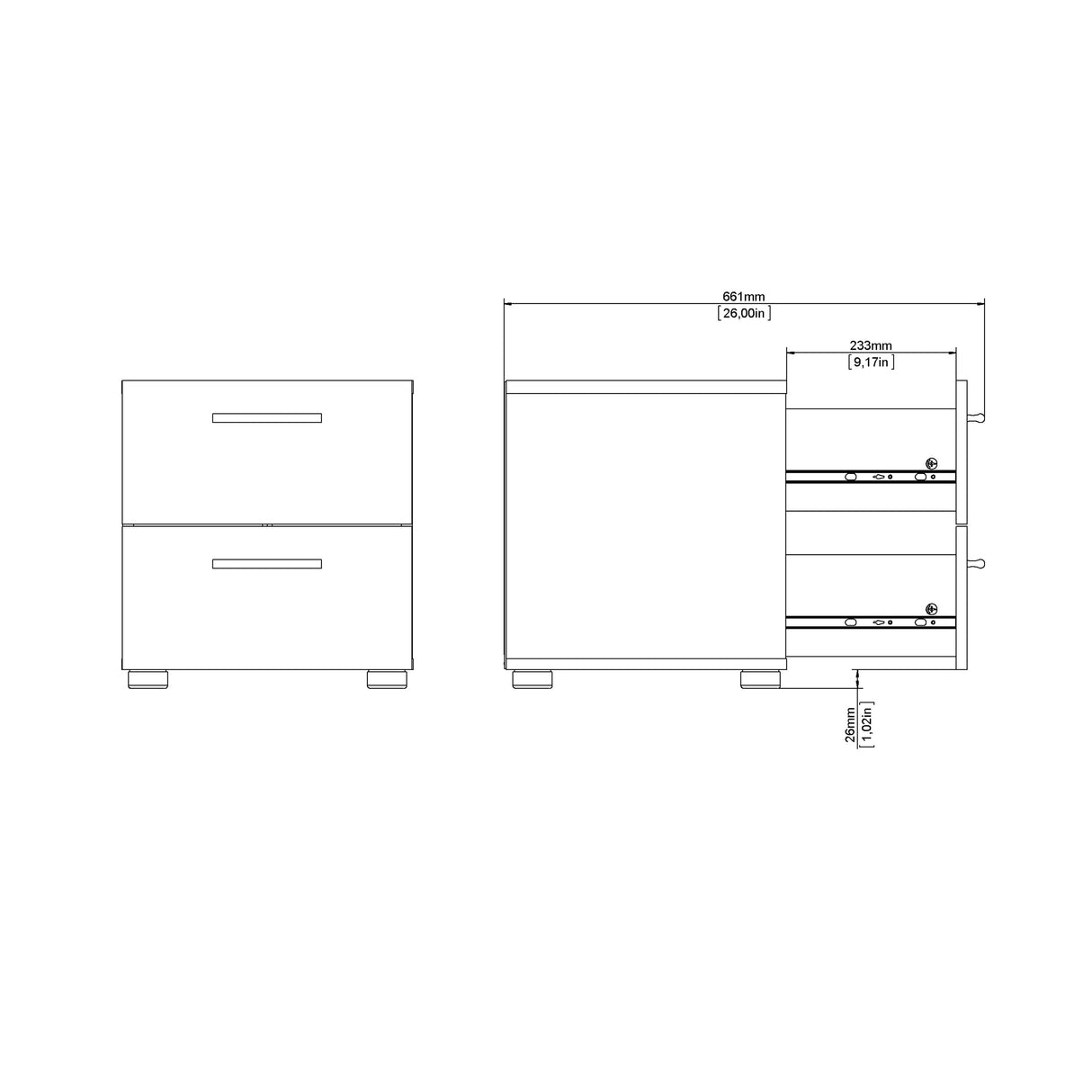 Pepe Bedside 2 Drawers in Black