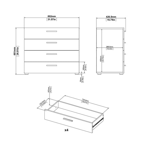 Pepe Chest of 4 Drawers in White