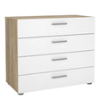 Pepe Chest of 4 Drawers in Oak with White High Gloss