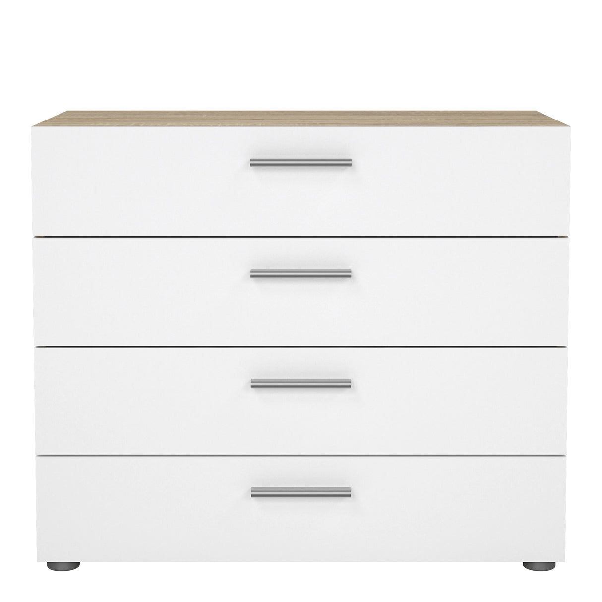 Pepe Chest of 4 Drawers in Oak with White High Gloss