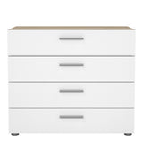 Pepe Chest of 4 Drawers in Oak with White High Gloss