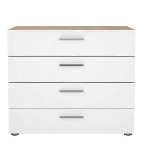 Pepe Chest of 4 Drawers in Oak with White High Gloss