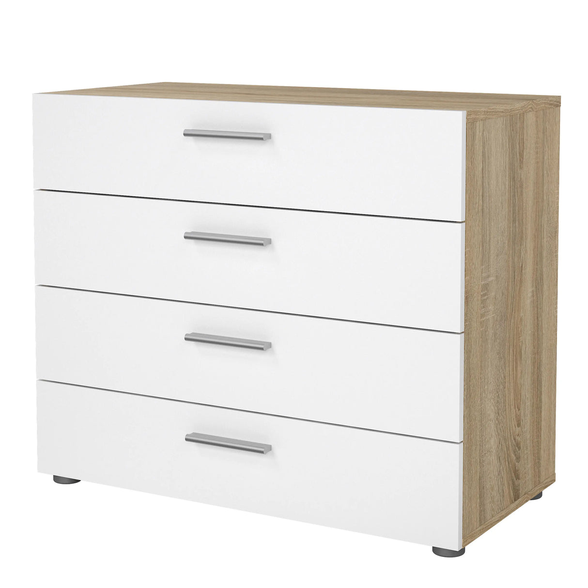 Pepe Chest of 4 Drawers in Oak with White High Gloss