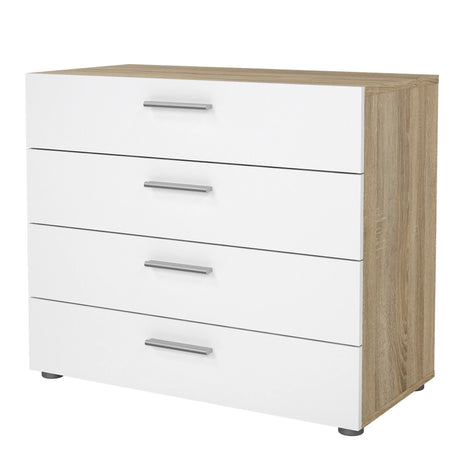 Pepe Chest of 4 Drawers in Oak with White High Gloss