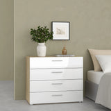 Pepe Chest of 4 Drawers in Oak with White High Gloss