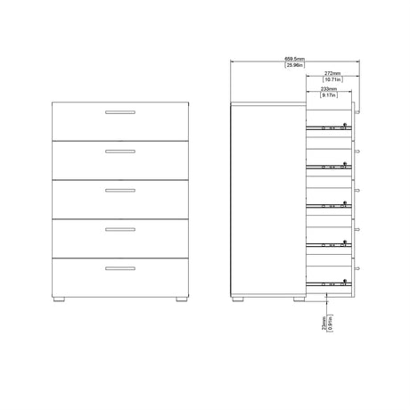 Pepe Chest of 5 Drawers in Black