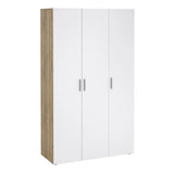 Pepe Wardrobe with 3 Doors in Oak with White High Gloss