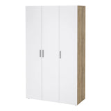 Pepe Wardrobe with 3 Doors in Oak with White High Gloss