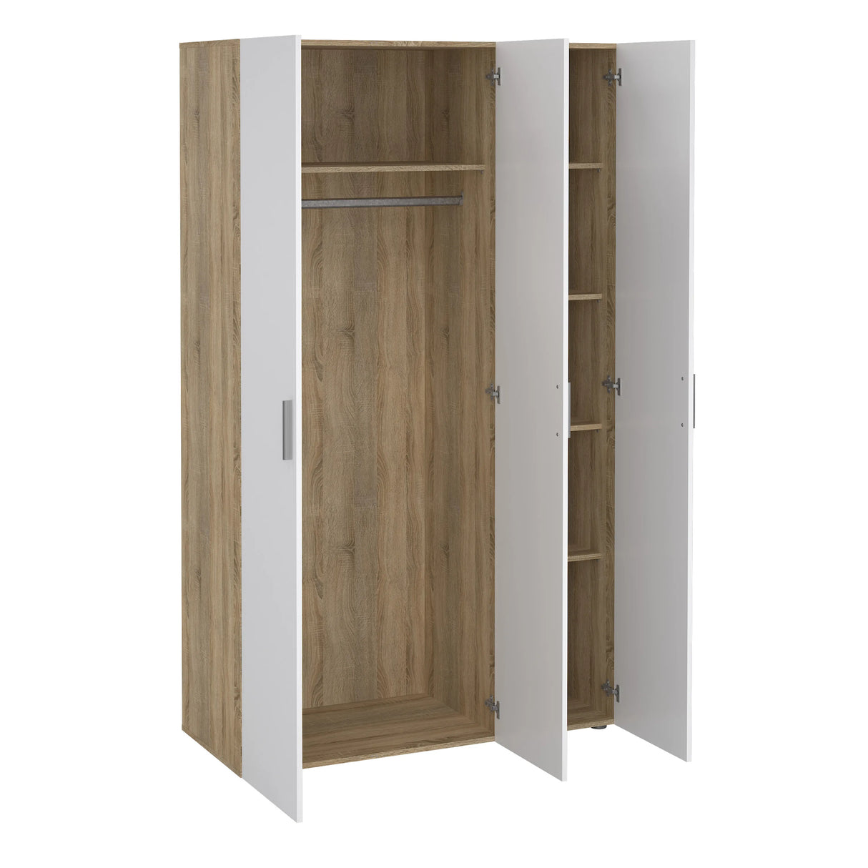 Pepe Wardrobe with 3 Doors in Oak with White High Gloss