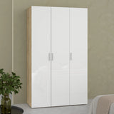Pepe Wardrobe with 3 Doors in Oak with White High Gloss
