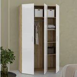 Pepe Wardrobe with 3 Doors in Oak with White High Gloss