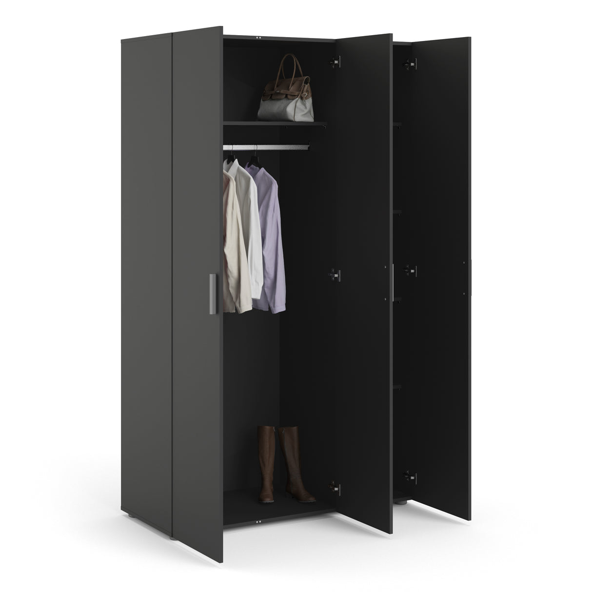 Pepe Wardrobe with 3 doors in Matt Black